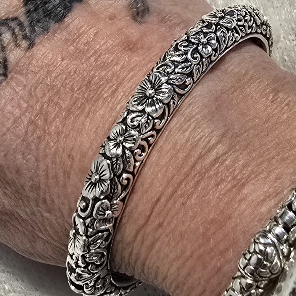 John Hardy Silver Ornate Floral Bracelet